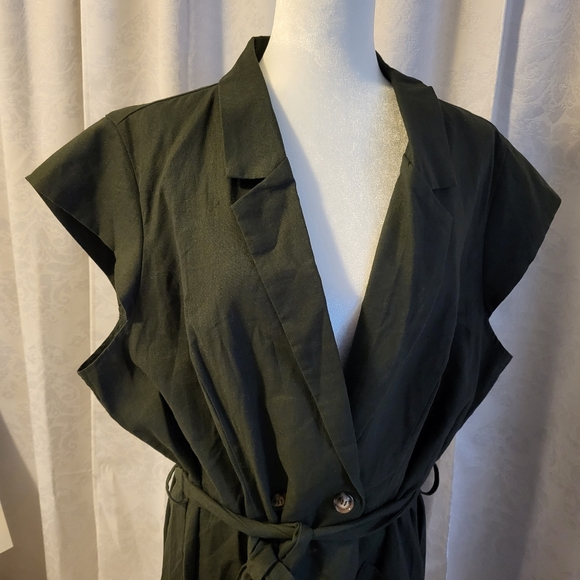 NWT City Chic Women Dress Lafayette, Size XL/22, Green, Linen Blended, Office - Picture 5 of 16
